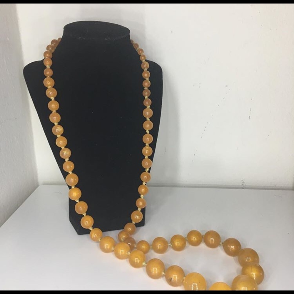Yellow boho bead necklace